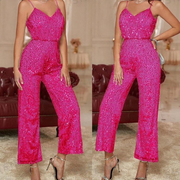 Luxe black sequins cami jumpsuit - Picture 5 of 15